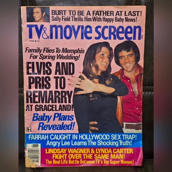 Vintage June 77 TV & Movie Screen Magazine Elvis & Pris To Remarry at Graceland. - Picture 1 of 12